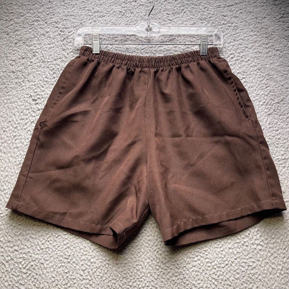 Vintage Monstera Hawaiian Shorts Womens Size Large Brown Casual Elastic Band Mom